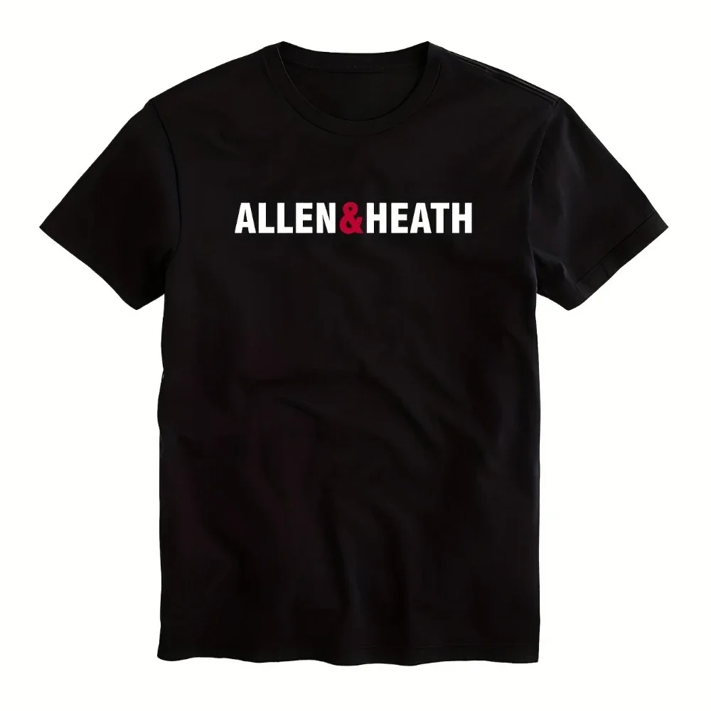 Allen Heath Logo T-Shirt for Men and Women Casual T-Shirt with Brand Print in White and Red Casual T-Shirt with Soft Round Neck