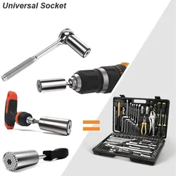 Kesitoyo Multifunctional Silvery 7 to 19mm Magic Socket Multi Purpose Wrench Extension Rod Electric Hand Drill Screw Tool Set