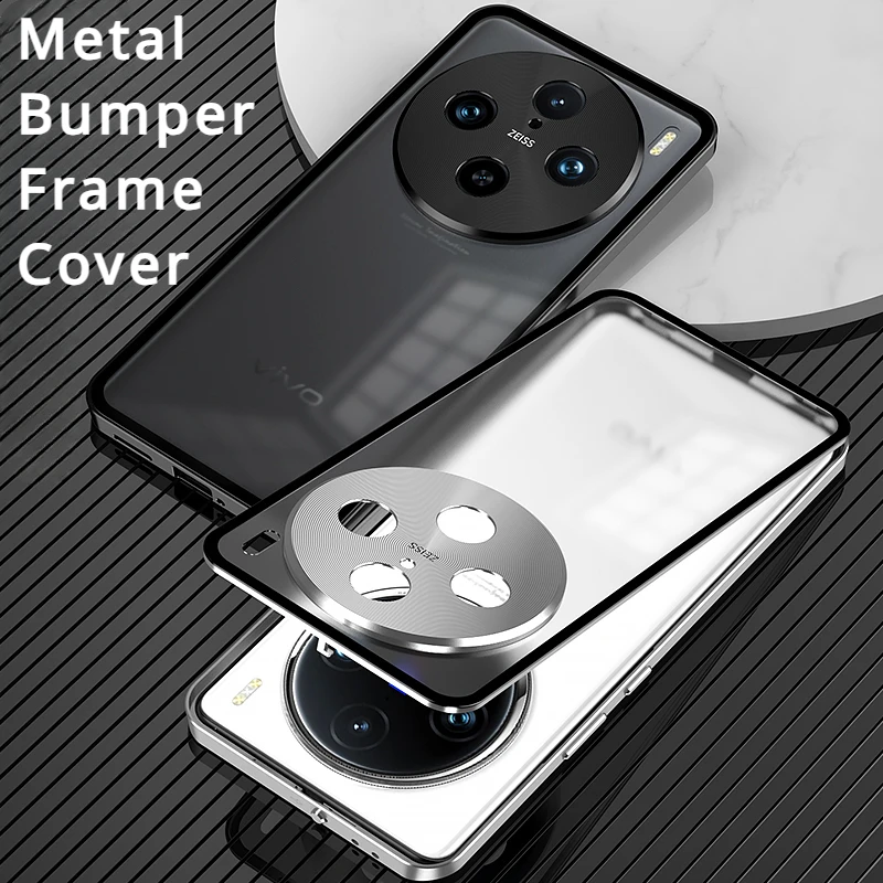 For vivo X100S V2359A Case Luxury Aluminum Alloy Bumper Frame Magnet Metal Matte Back Cover For vivo X100S V2359A Phone Cases