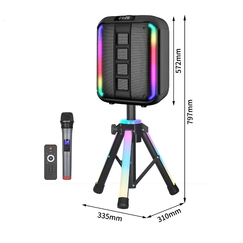 12 Inch Portable Speaker 12 Inch Trolley Subwoofer Box Single Wireless Outdoors With Led Light Tripod High Power Bass