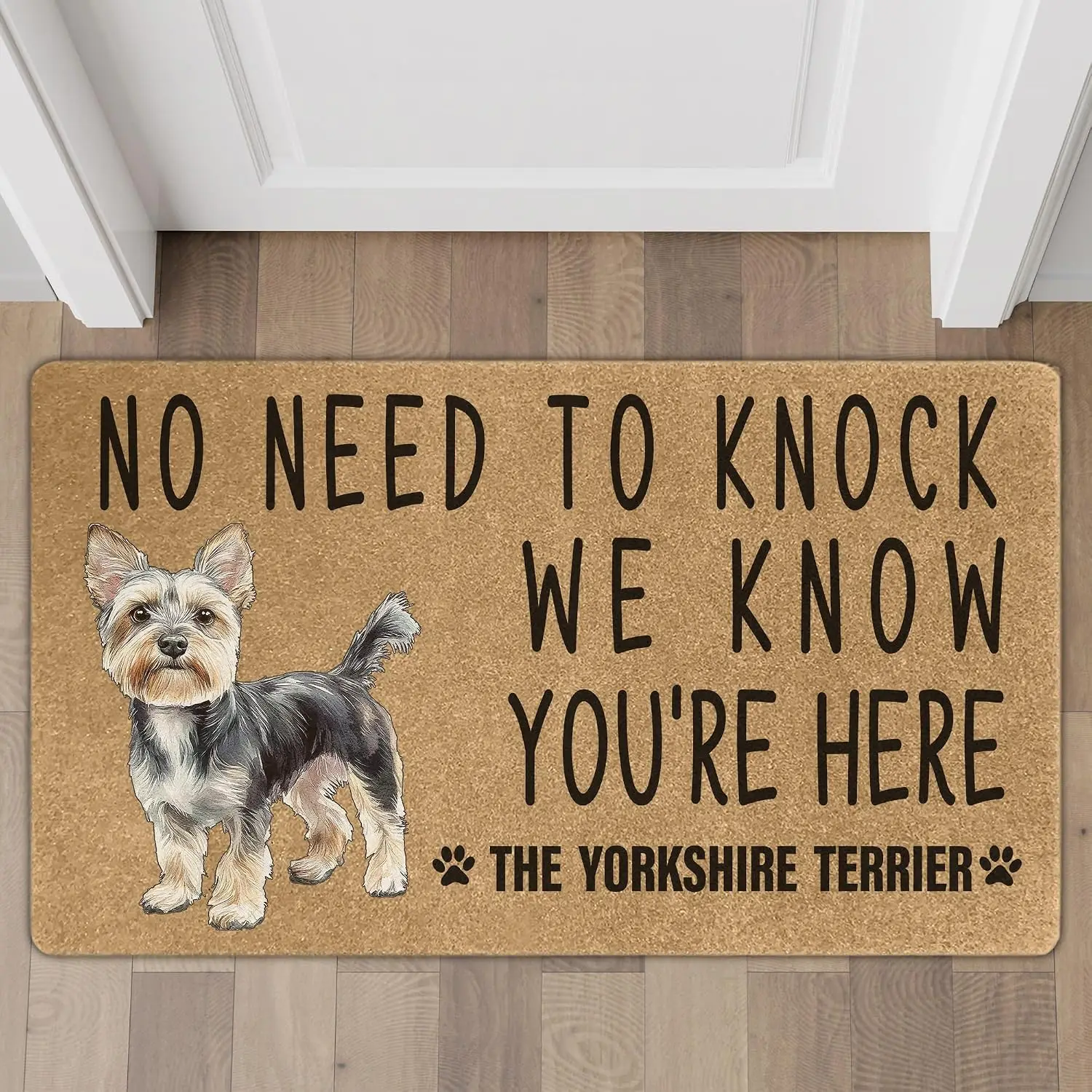 Funny Yorkshire Terrier Dog Lover Welcome Doormat Mat Polyester Pet Sign for Entrance Outdoor Indoor Home Gift