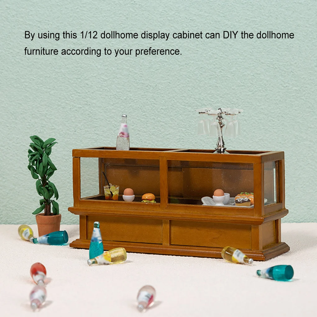 

1/12 Dollhome Display Cabinet Ornament Showcase Model Miniature Furniture Decorative Accessory Home Wood Color