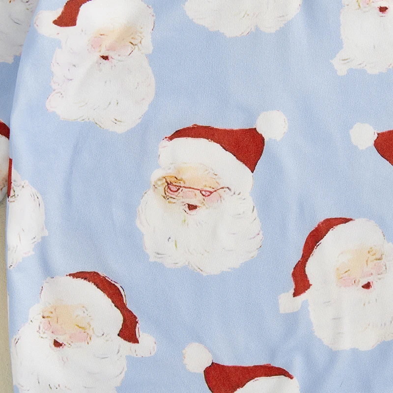 Baby Christmas Romper Santa Claus Head Print Long Sleeve Crew Neck Full Length Jumpsuit