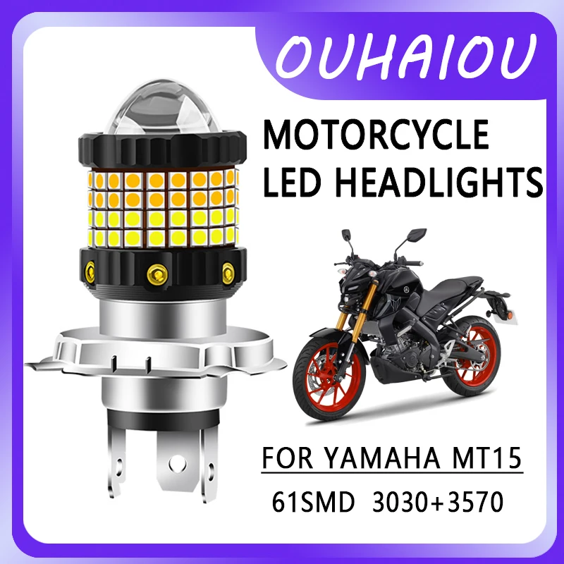 

FOR YAMAHA MT15 Motorcycle led headlight headlight H4 yellow white dual color motorcycle headlight 12-80v