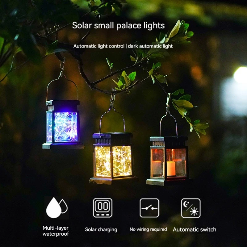 

Solar Lanterns Outdoor Waterproof, Hanging Solar Lights Black led Powered Lantern Decorative for Garden Yard