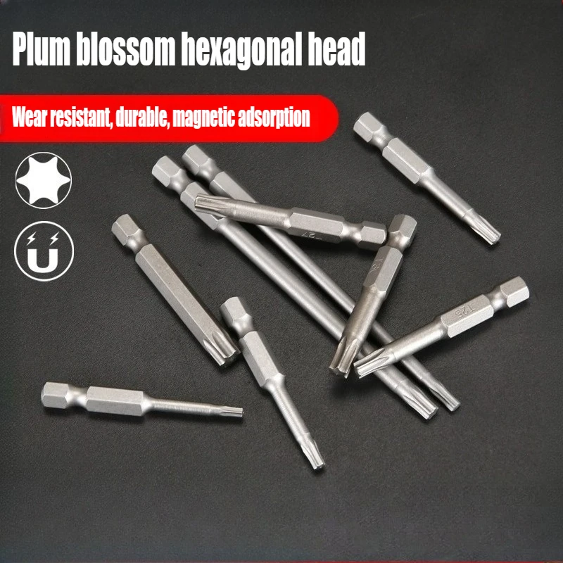 11/12 Pezzi 50/75mm S2 Manico Esagonale Magnetico Cacciavite Testa Hollow Plum Blossom Foro Trapano A Mano Strumento Accessori