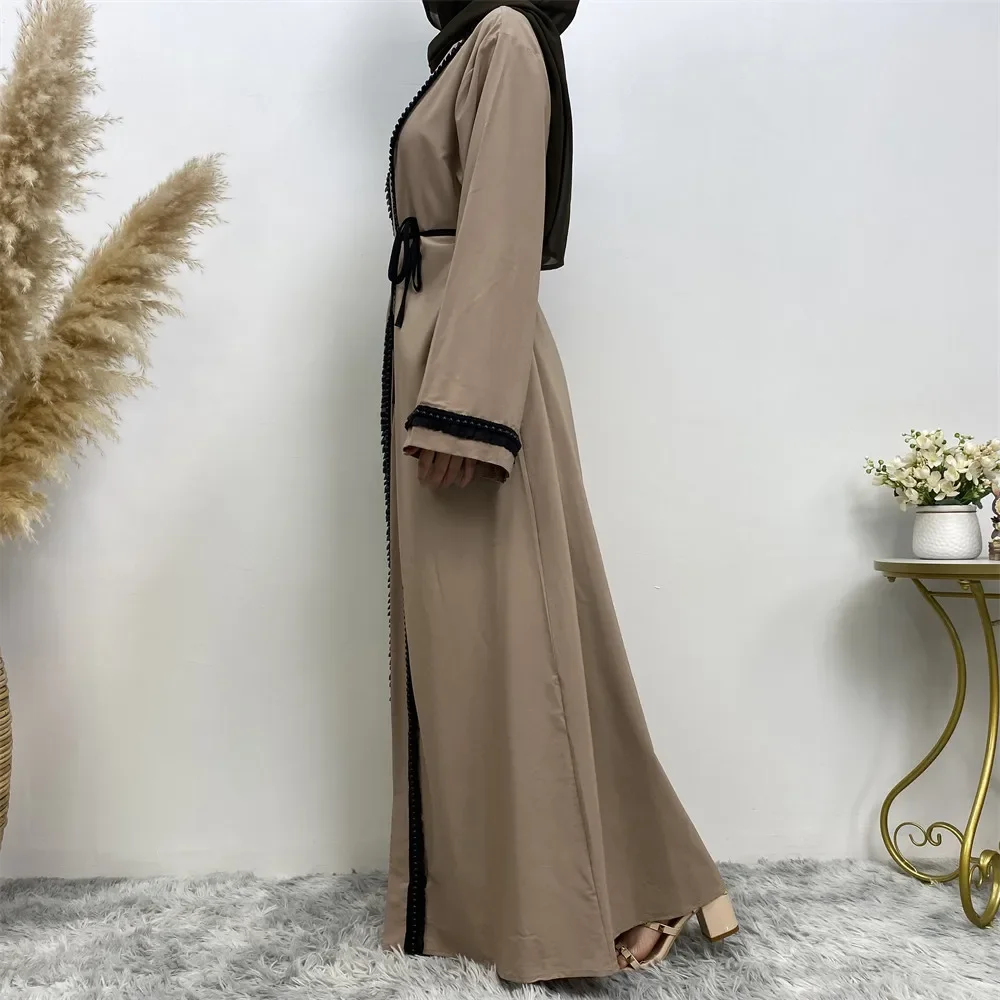 Muslim Women Beaded Abaya Islamic Clothing Dubai Kaftan Turkey Robe Arabic Maxi Dress Kimono Cardigan Eid Ramadan Open Abayas