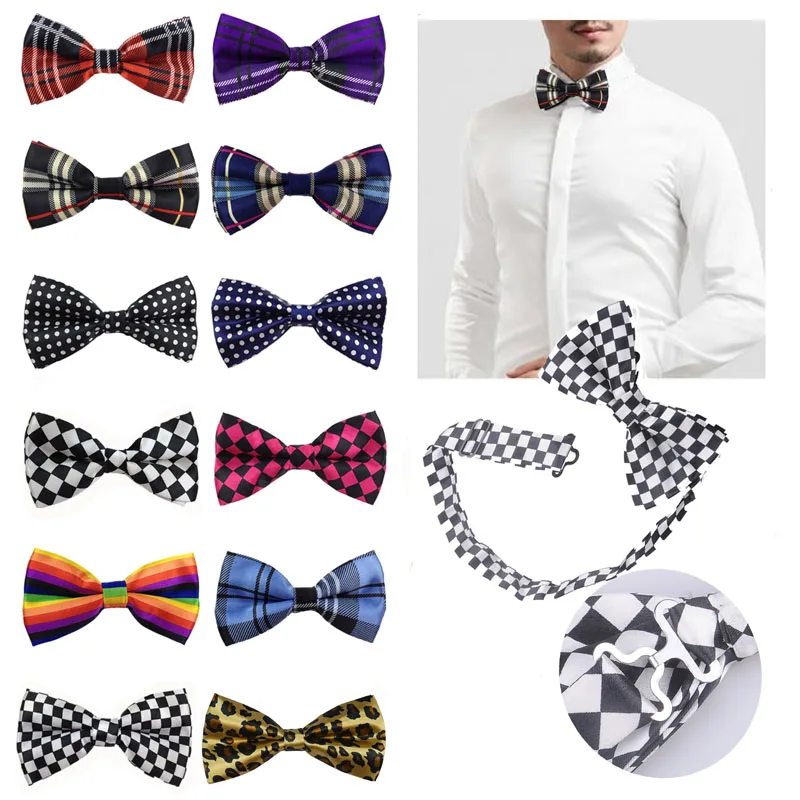 Adjustable Men's Bow Tie Plaid Polka Dots Striped Pre-tied Tuxedo Butterfly Bowtie Formal Neck ties Wedding Party Accessories