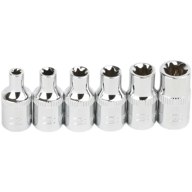 1/4 "Drive Tipo E Testa a bussola Cr-v Lega Tipo a stella Prese Chiave a cricchetto Testa E4 E5 E6 E7 E8 E10 Riparazione automatica Utensili manuali