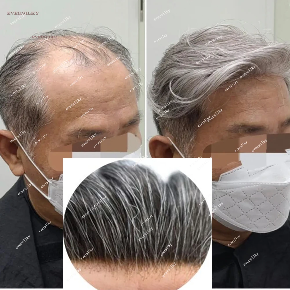 

Blonde Brown Grey Black 1B40 1B65 Durable Q6 Bleached Knots Men's Wig Breathable Swiss Lace Prosthesis Human Hair Toupee For Men