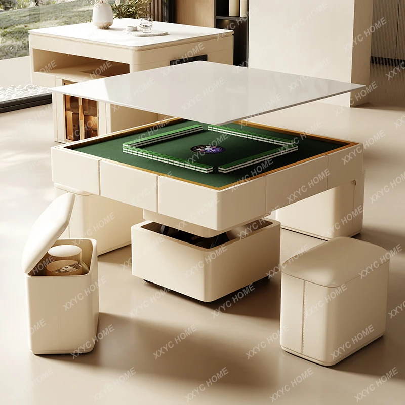 

LLifting mahjong rock slab island table dining table and chair combination bar integrated dual-purpose multi-functional storage