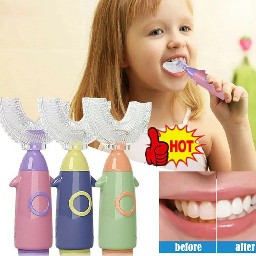 New Soft Silicone Teeth Whitening Cleaning Tool Brush Children U-Shape Toothbrush 1-12years Kids Teeth Oral Care Cleaning Brush