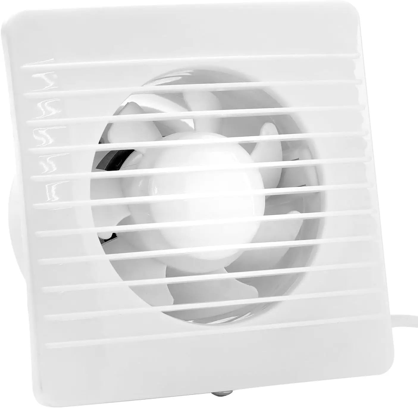 

4 Inch Wall-Mounted Exhaust Fan, 12W Efficiency, ABS Construction, Pull Cord Switch, Anti-Backflow Check Valve