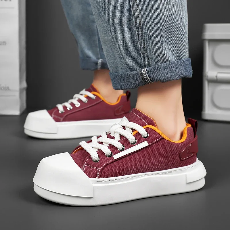

High-quality New Flat, Comfortable and Wear-resistant Canvas Rubber Soft-soled Lace-up Walking Men's Vulcanized Casual Shoes