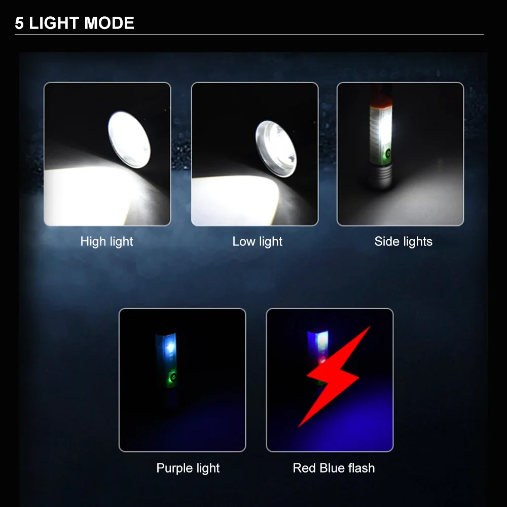 Outdoor Adventure Emergency Fishing Flashlight Long White Flashlight Work Lamp Waterproof Lantern Camping Torch With Magnetic