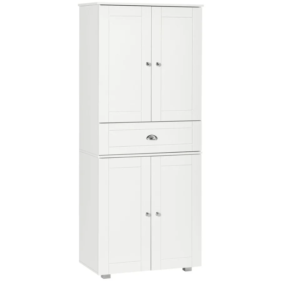 

HOMCOM Kitchen Pantry Cabinet Tall Kitchen Storage Cabinet Freestanding Pantry with 2 Double Doors Adjustable Hinge and Drawer