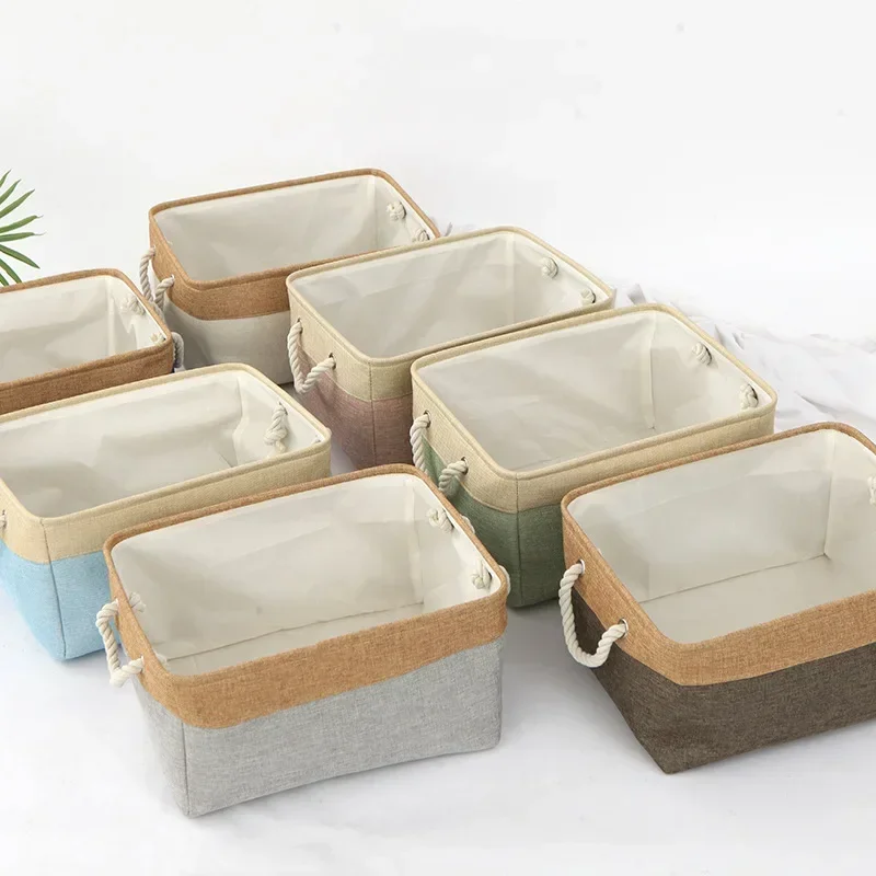 Sundries Sorting Basket Bedroom Underwear Socks Storage Basket Cotton And Linen Storage And Sorting Box Folding