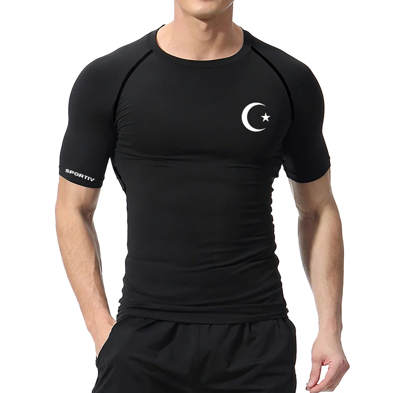 Graphic Athletic Quick Dry Tshirts for Men Gym Workout Running Compression Shirts Short Sleeve Undershirts Baselayers Tees Tops