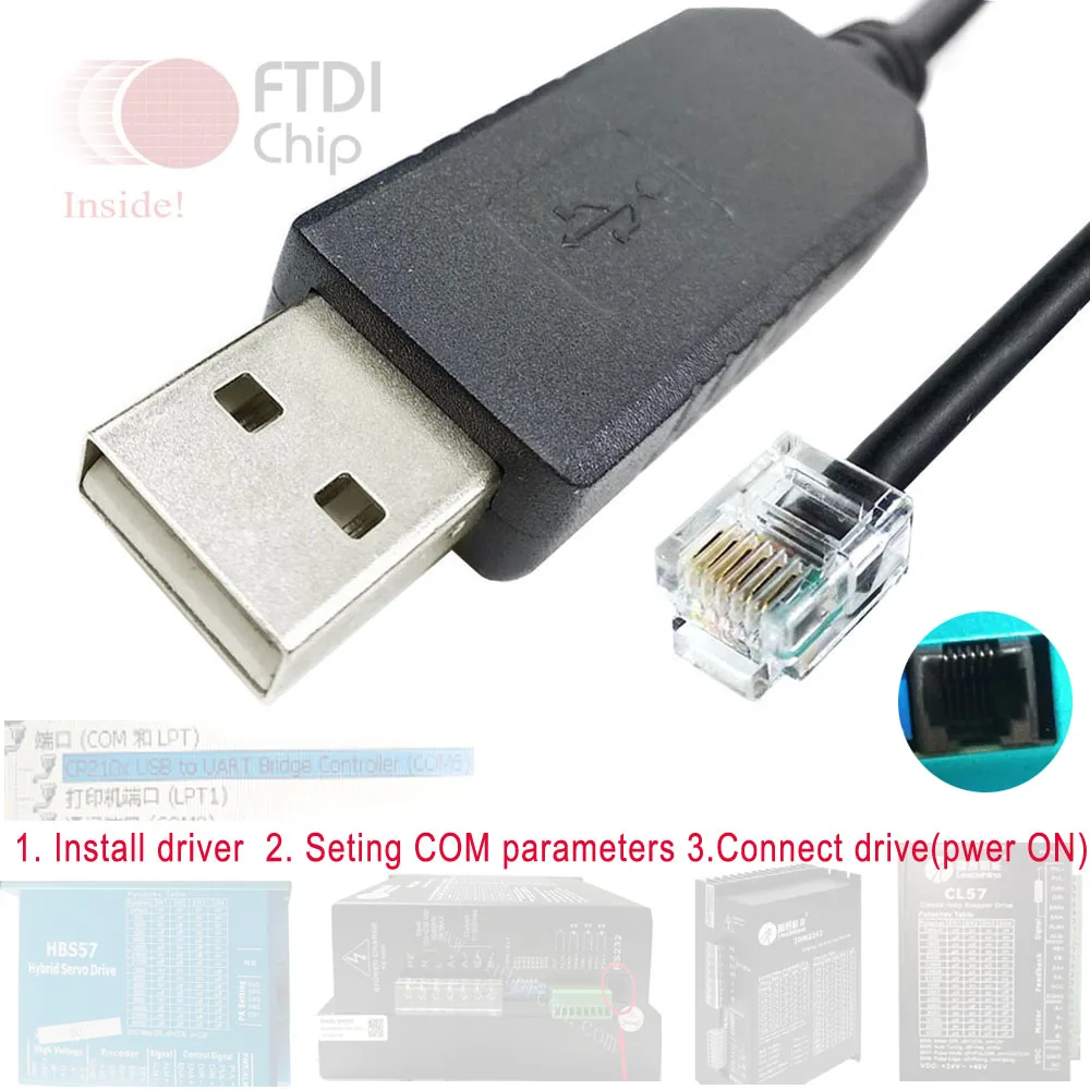 

FTDI USB к RJ11 RJ12 для Leadshine HBS86H PC Link ProTuner, программный шнур CL57 RS232, контрольный кабель