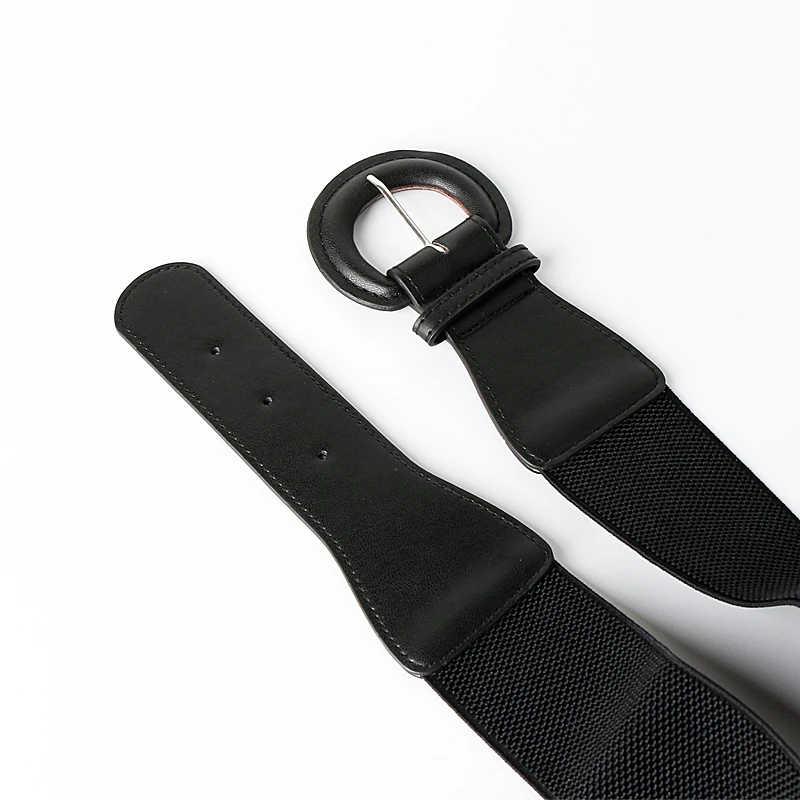 Nuevos cinturones elásticos negros para vestido, fajas con hebilla ancha a la moda para suéter, falda decorativa, abrigo, sello de cintura delgada para niñas