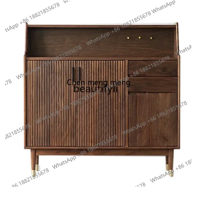 

xz1Nordic black walnut shoe cabinet solid wood storage cabinet cherry wood side cabinet