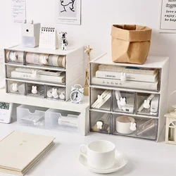 Kawaii Ins Organizer Desktop Drawer Free Combination Storage Box Plastic Hairpin Makeup Cosmetics Desk Storage Organizer Rack