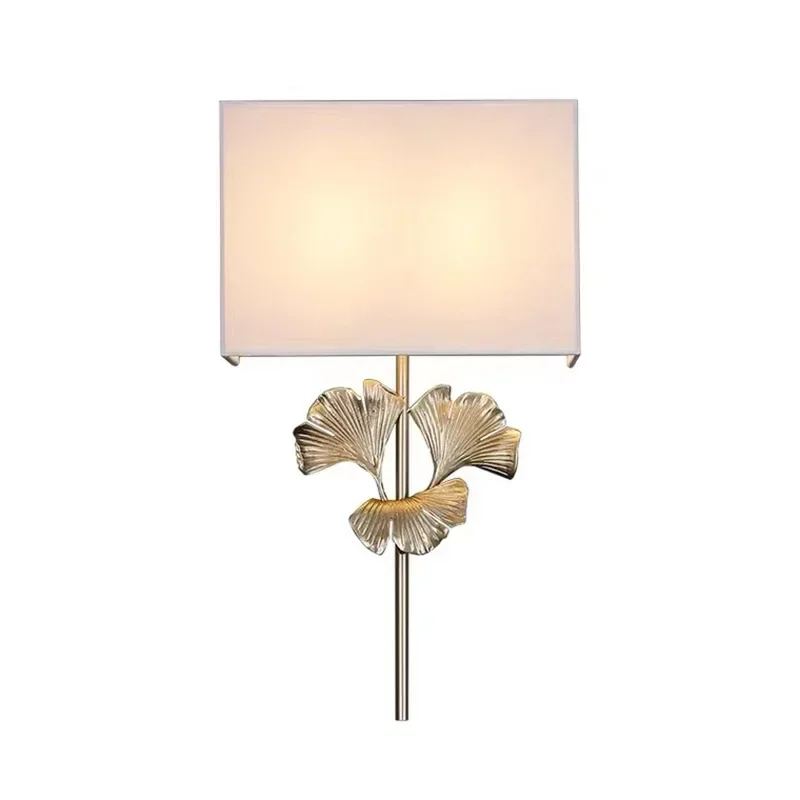 

American light luxury ginkgo biloba leaf all copper wall lamp soft decoration design villa