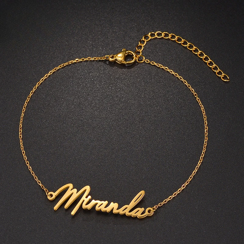 Pulsera de acero inoxidable de moda, pulsera personalizada con nombre personalizado en inglés, pulsera con letras DIY, collar de joyería de tendencia para mujer