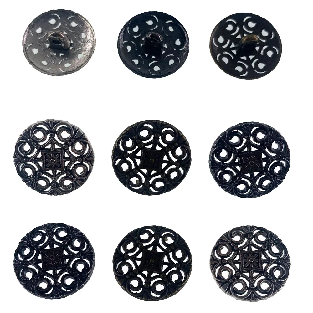 20Pcs Vintage Metal Pierced Buttons Shank Flower Metal Buttons Fit Sewing Clothing Craft 18.0mm