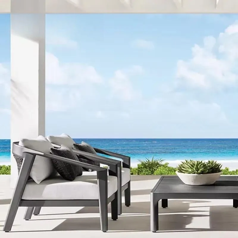 Villa Dining Set Hotel  Table and Chairs Patio  Furniture Set Aluminum Resort Outdoor Table and Chair