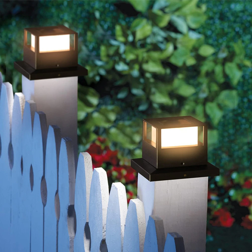 

Solar Column Light ABS Black Outdoor Post Lamp for Lawn Decor IP44 Waterproof Pillar Solar Fence Light Garden Floor