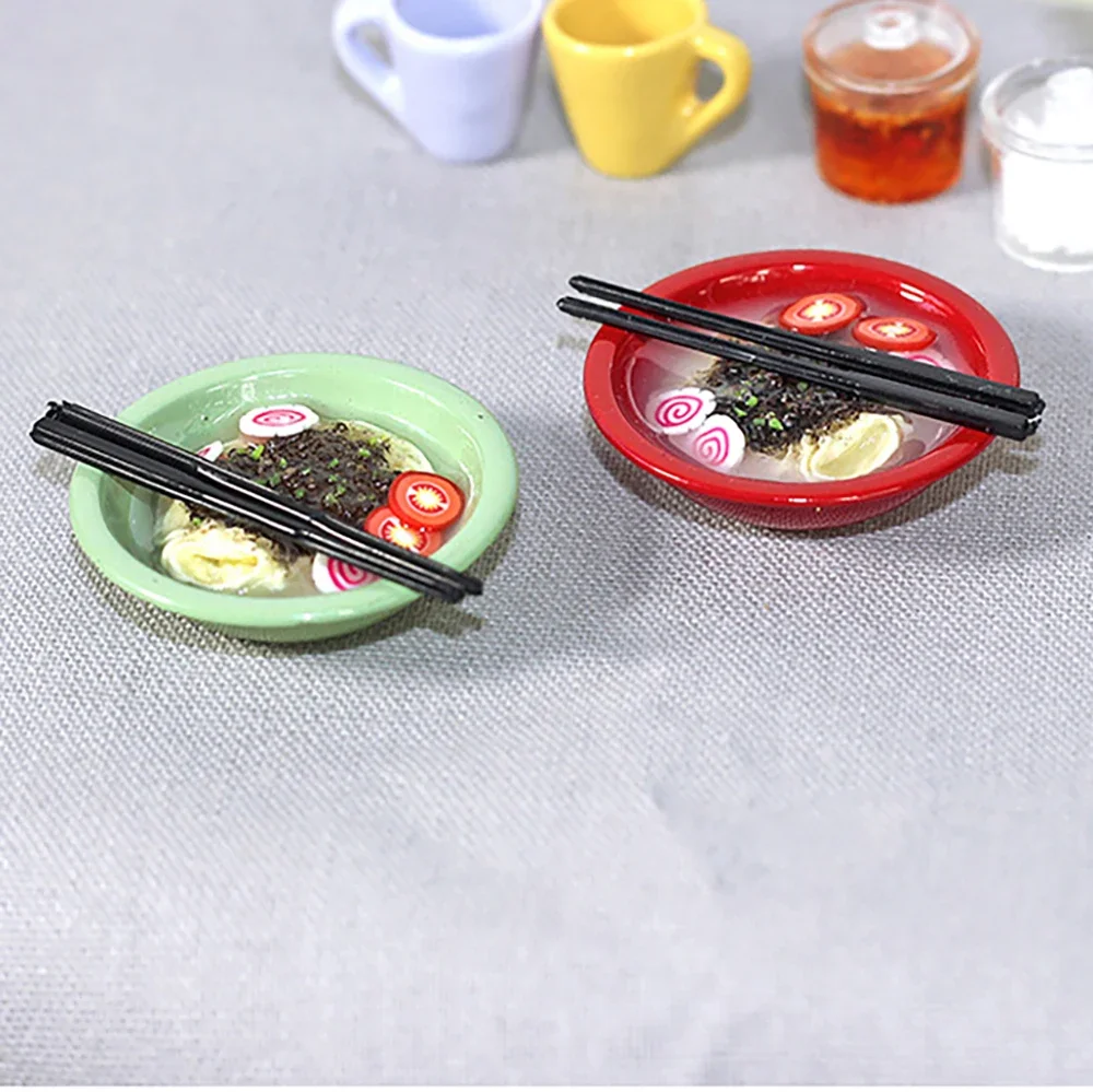 1Set 1/12 Doll House Miniature Tonkotsu Ramen Bowls Chopsticks Simulation Food Model Toy Mini Decoration Dollhouse Accessories