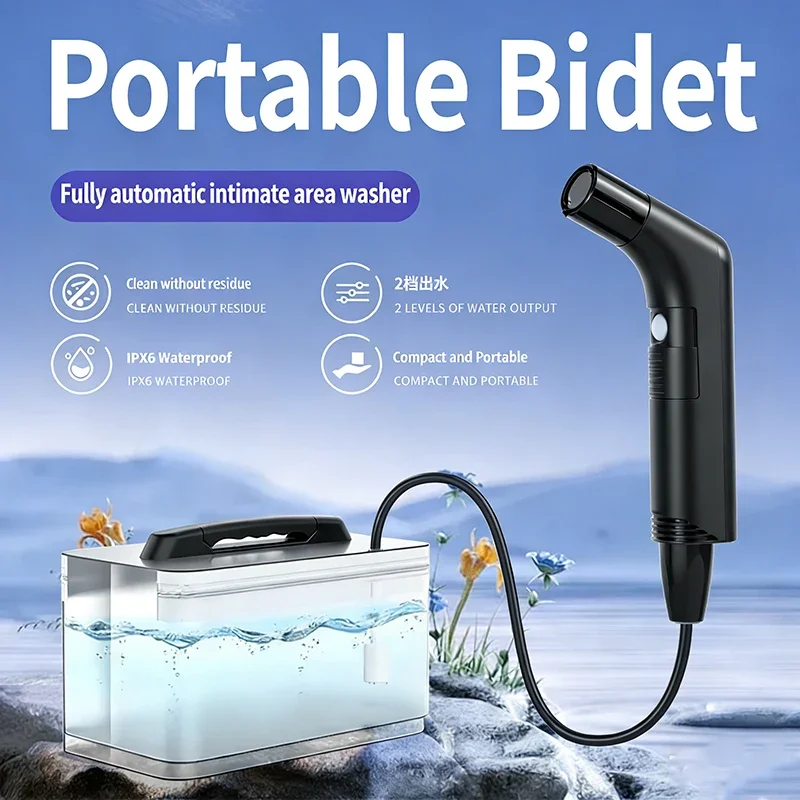 Portable Electric Bidet Sprayer Handheld with 2-Level Pressure Adjustment Rechargeable Personal Hygiene for Travel