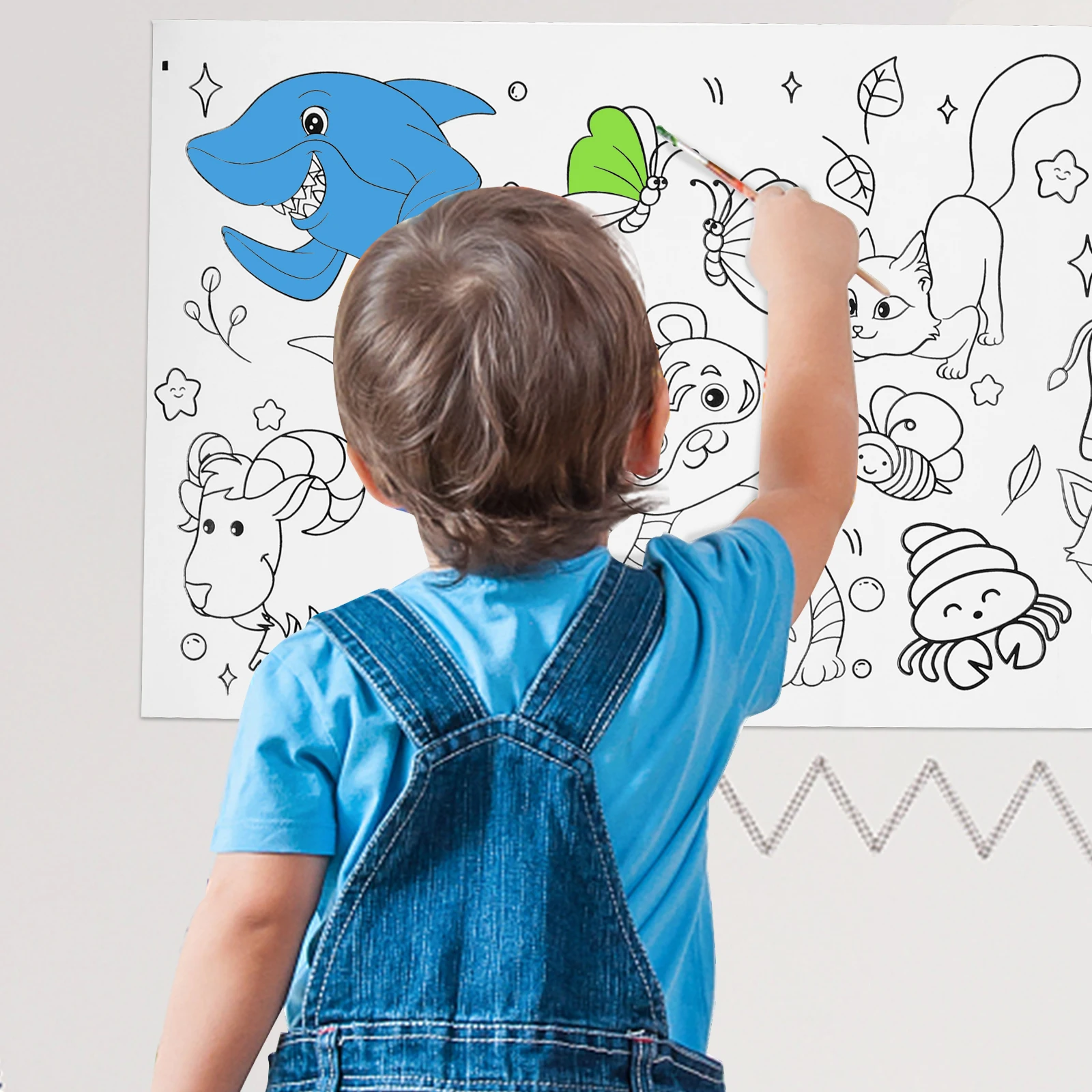 2 قطعة 2 لفات تلوين ملصق رسم لفة الكتابة على الجدران ورق فني للأعمار 2-4 لوحة جدران كبيرة ملصق نشاط ذاتي الصنع #1