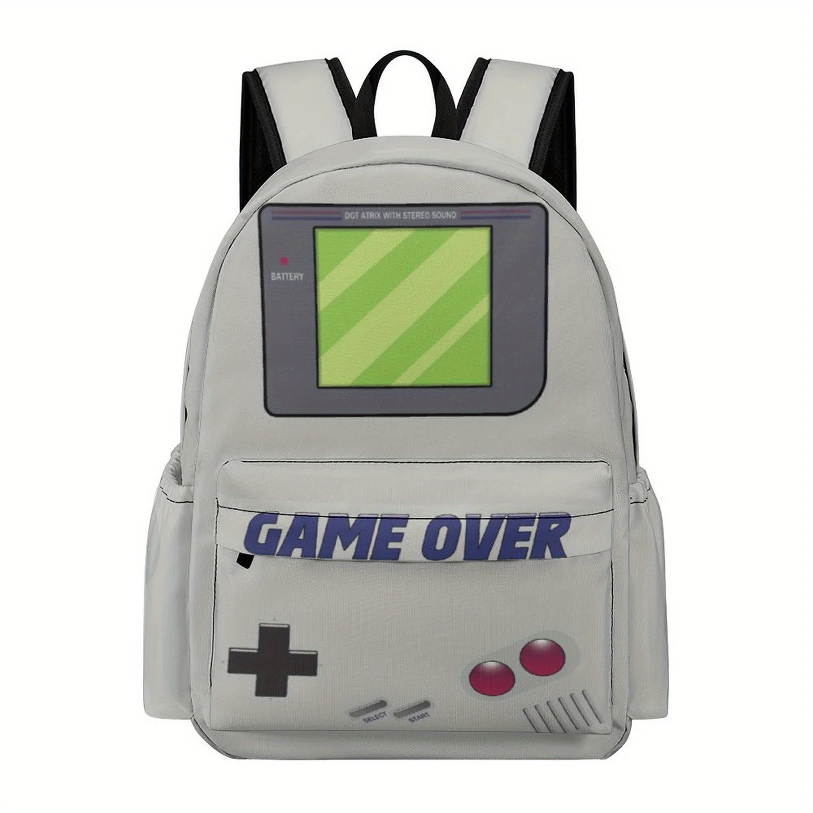 Gamer Backpack Lightweight Oxford Cloth Gamer Backpack with Game Over Graphic Retro Gaming Controller Design