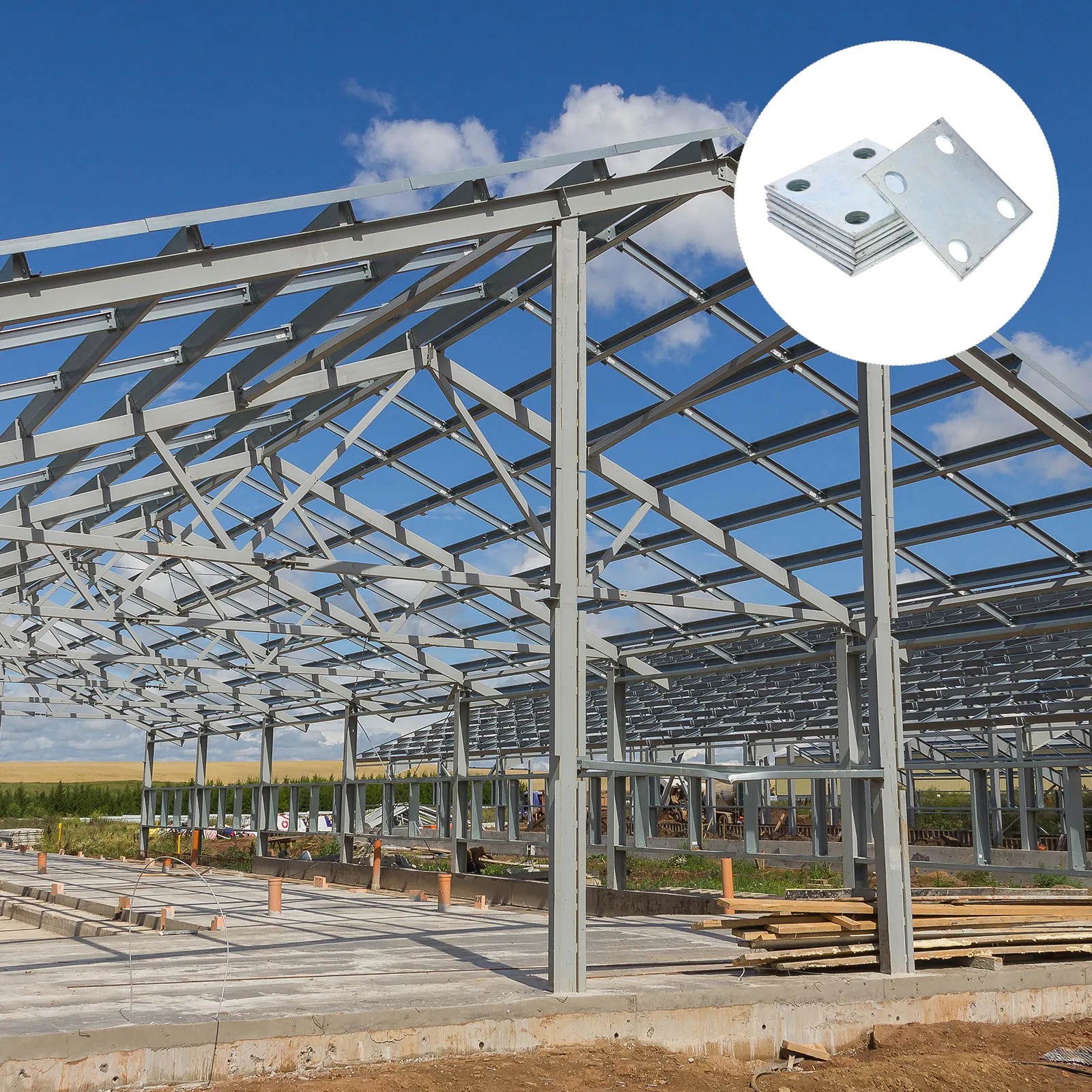 

8pcs Flange Sheet For Chain Link Fence Concrete Plate Column Weldable Industrial Heavy Duty Square Structure Support