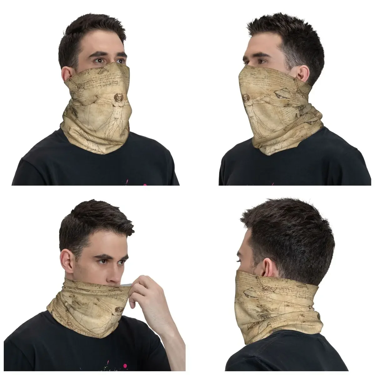 Vitruvian Man Bandana Neck Gaiter Windproof Face Scarf Cover Women Men Leonardo Da Vinci Art Headwear Tube Balaclava