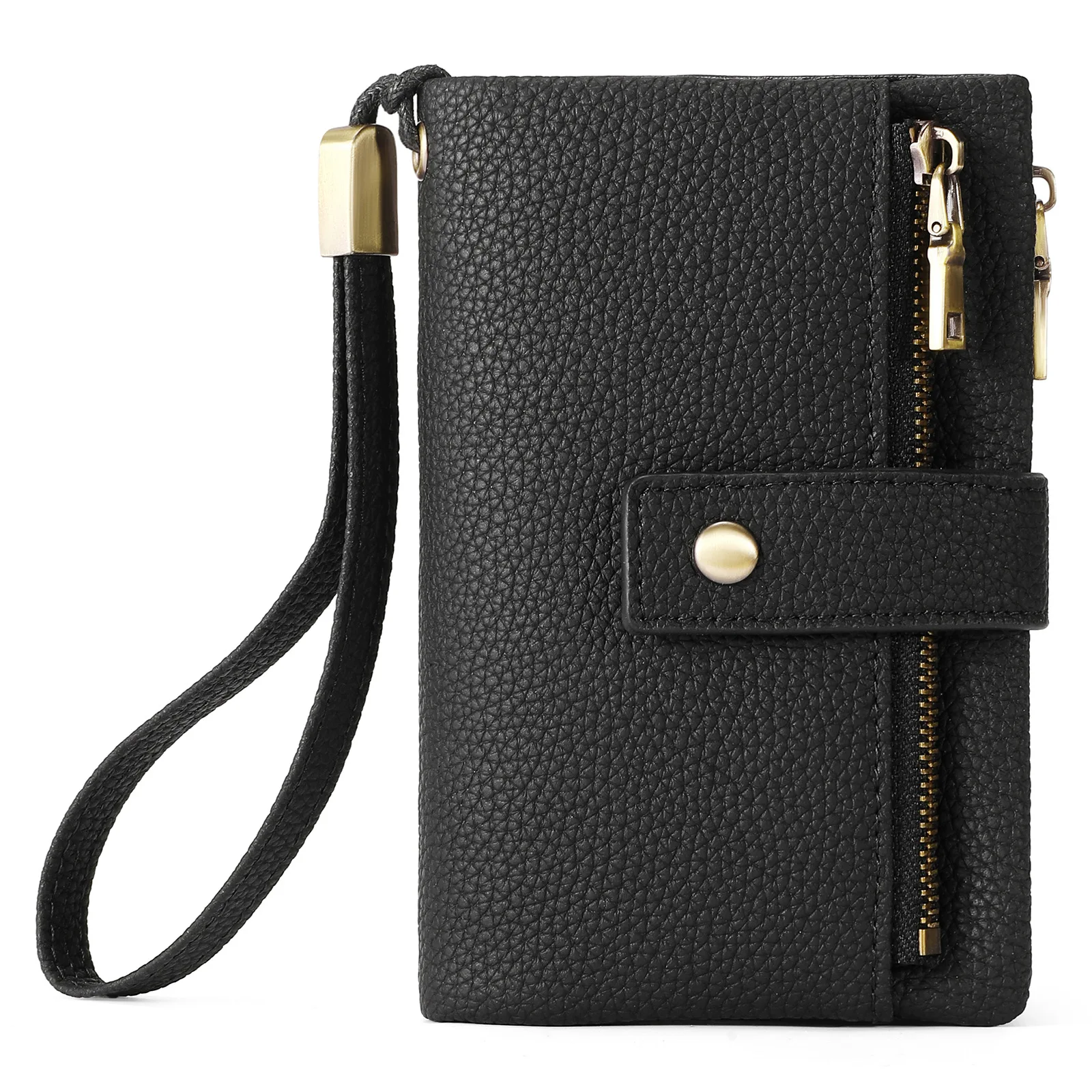 Western Lychee Pattern PU Leather Short Women Wallet Large Capacity Coin Purse for Ladies