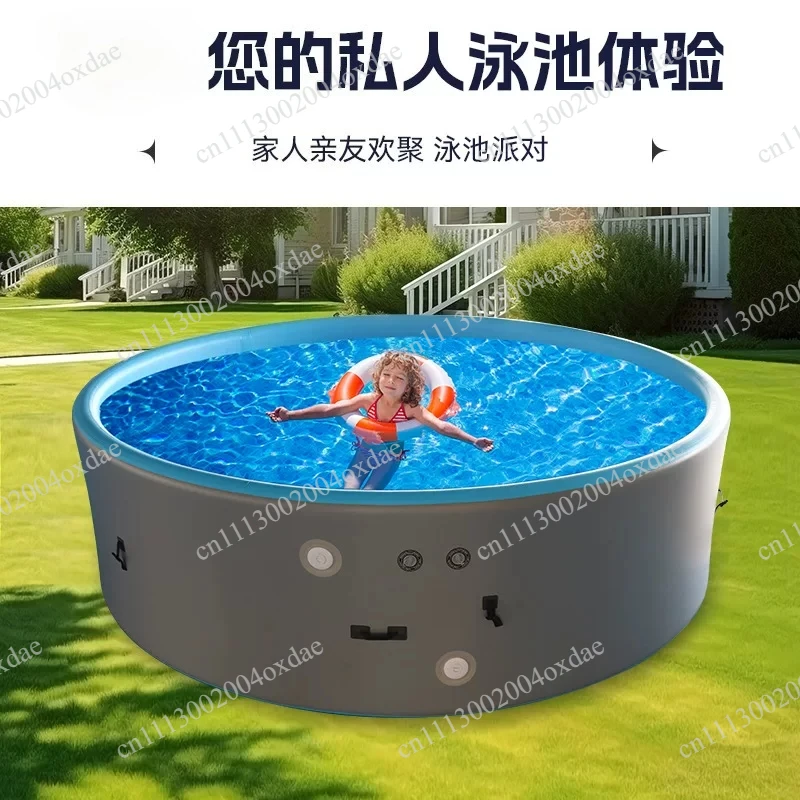 Large round inflatable pool with drawstring, for kids & adults, ideal for indoor outdoor summer water fun activities view 3
