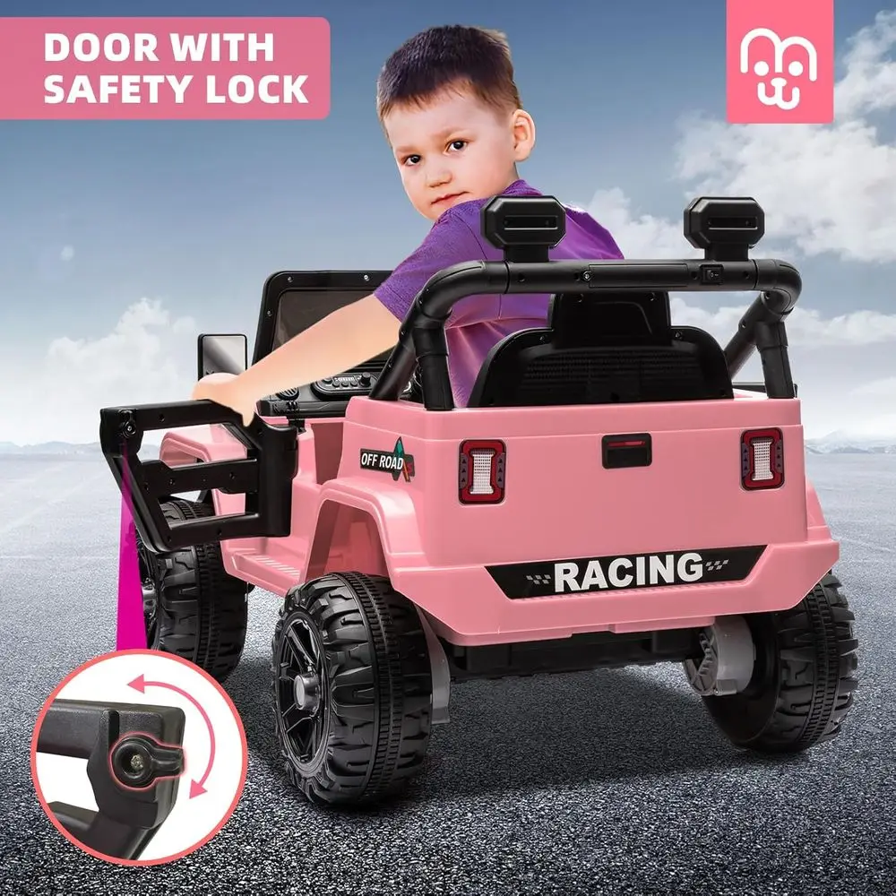 12V Kids Electric Ride on Truck Car Remote Control, Twin 35W Motors 3.5MPH Max Speed, Bluetooth Music Player, 4 Wheels Suspensio