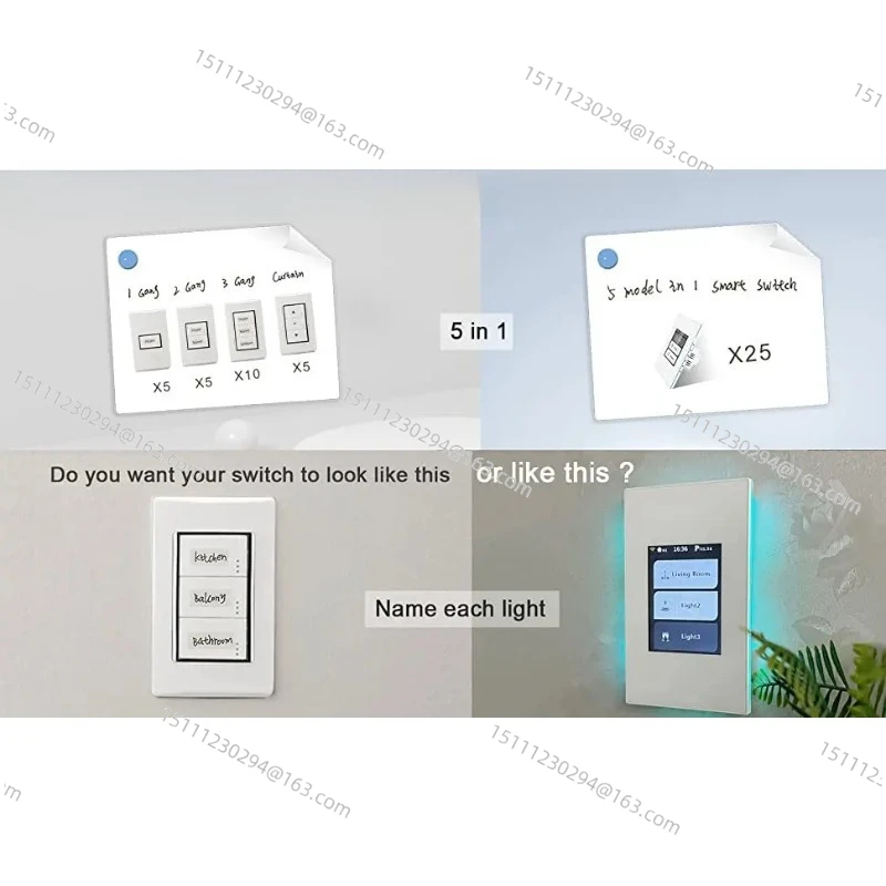 Smart LCD Touch Switch 1/2/3 Gang, 2-Way 3-Way WiFi Works with Alexa Google Home