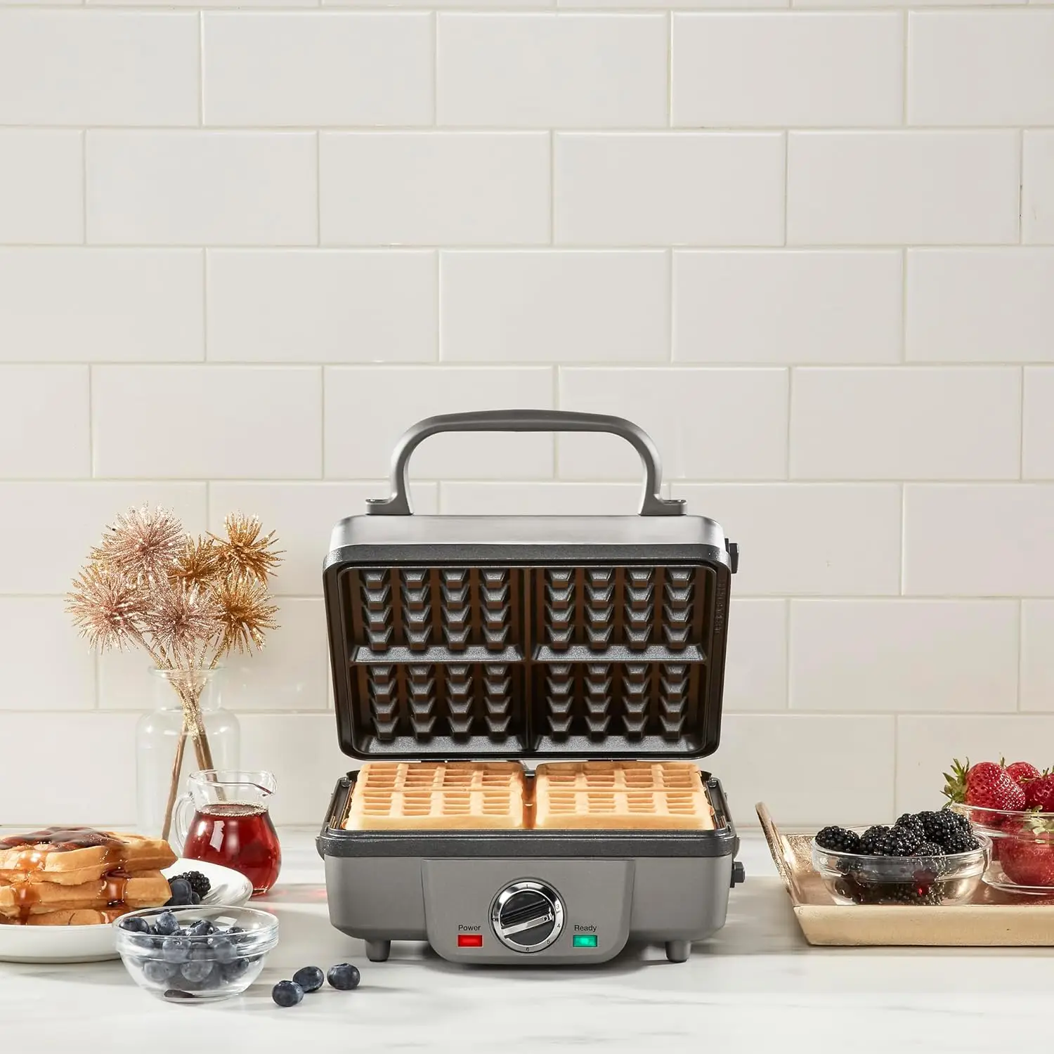 WAF-300P1 Belgian Waffle Maker with Pancake Plates, Brushed Stainless