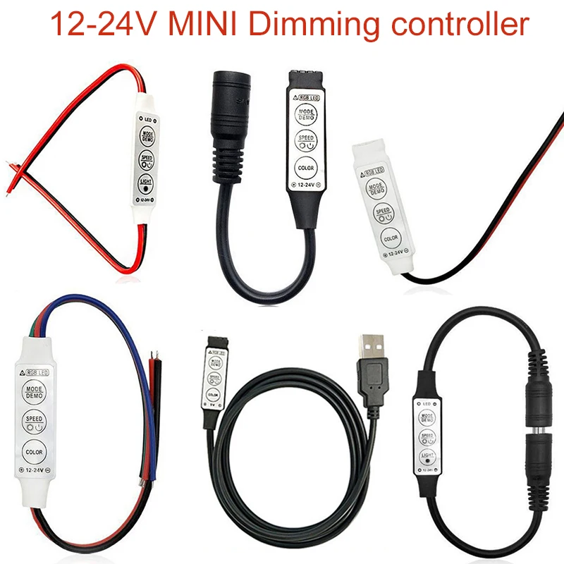 1Pcs DC12V-24V 3Keys Mini DC LED RGB Controller Dimmer Driver For RGB 5050/3528/2835/5730/5630/3014 SMD LED Strip Lights