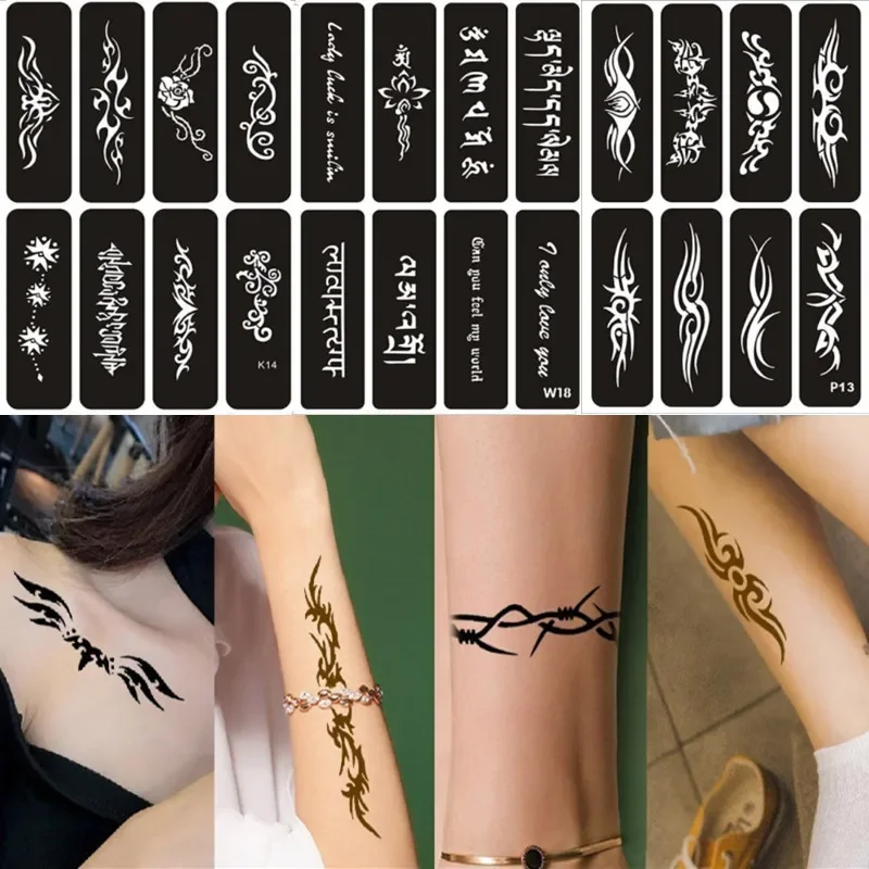 Large Temporary Henna Tattoos Stencils for Men Women Wolf Tiger Reusable Airbrush Glitter Stencils Templates Arm Leg Body Party