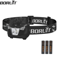 BORUiT Mini Headlamp White Red Light LED Headlight 4 Modes Super Bright Head Lamp Waterproof Head Torch Use AAA Battery