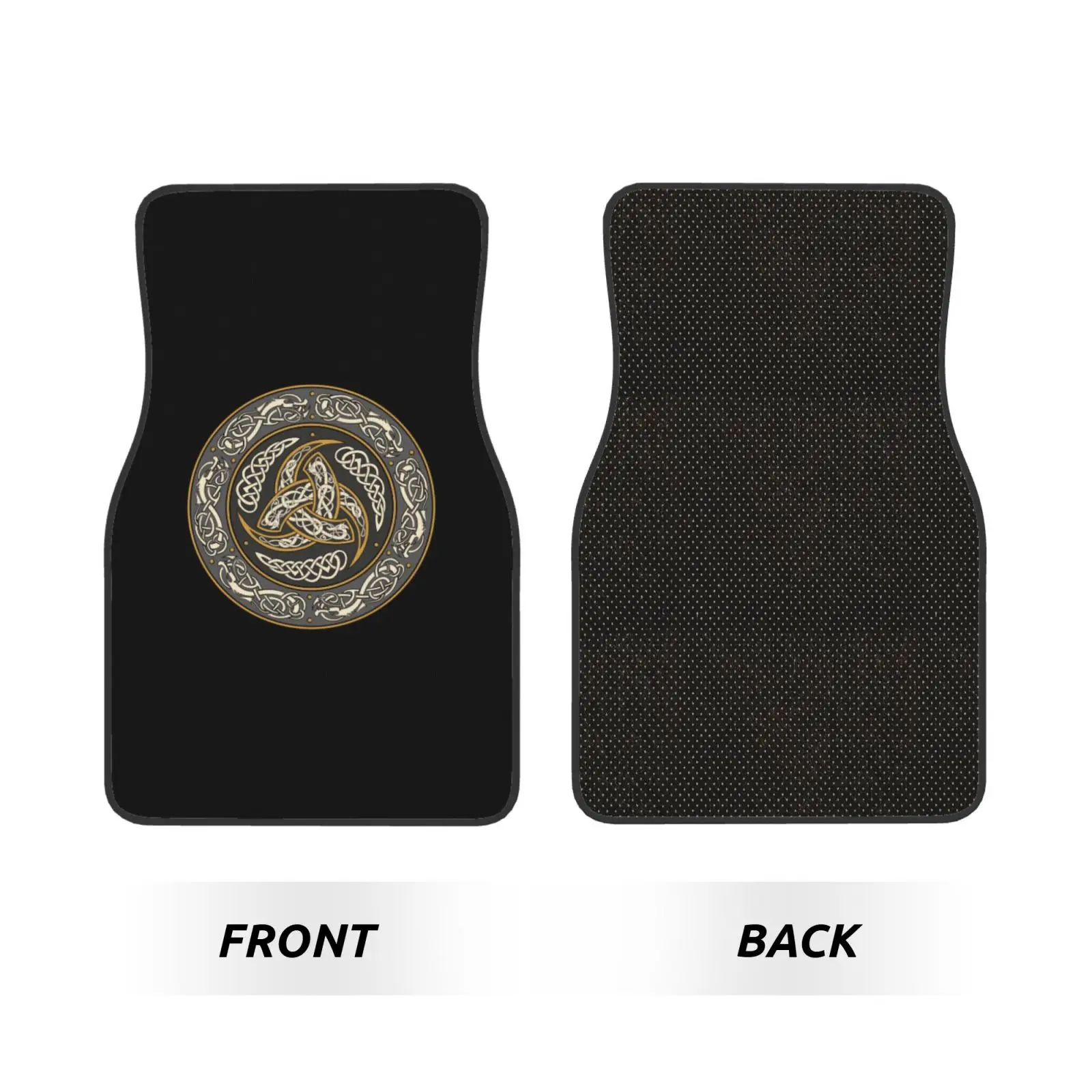Triple Horn of Odin Print Car Floor Mats Non-Slip Carpets Rugs Front & Rear Car Foot Mats Set of 4 Pieces Auto Accessories Decor