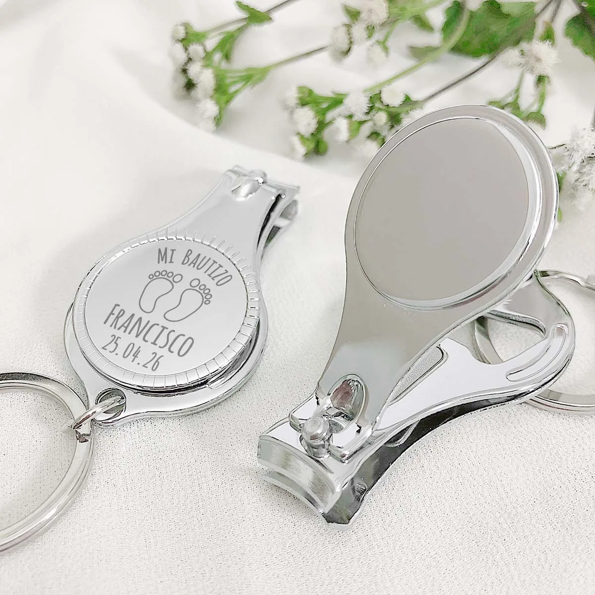 Baptism Favors Christening Guest Gifts Custom Baptism & Christening Favors Personalized Nail Clipper Keychain with Bottle Opener