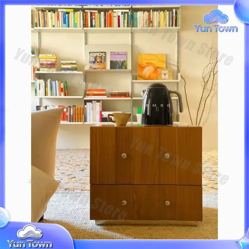 Solid Wood Module Combination Cabinet for TV Stand Chest Storage Unit Card Door Bedside Table for Small Apartment Light