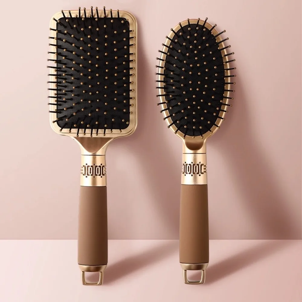 Elegant Wet Curly Air Cushion Comb Gold Oval Hair Brush Rectangle Hair Comb