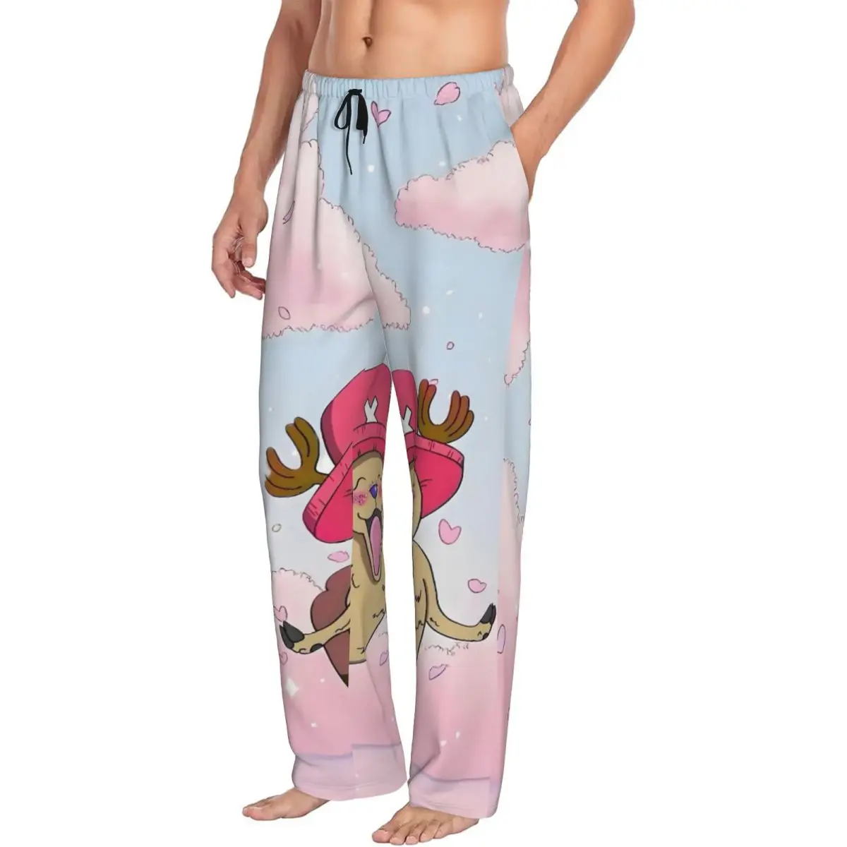 Custom Men's Tony Tony Chopper Pajama Pants Print One Piece Sleep Sleepwear Bottoms with Pockets